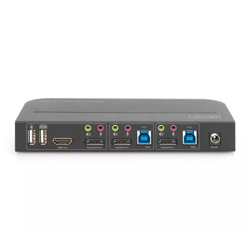 DIGITUS KVM Switch, 2x1 DP, DP/HDMI Out, USB 4Kx2K@60Hz