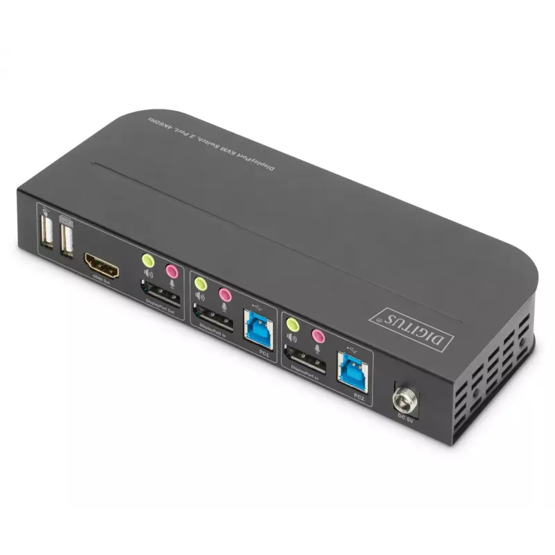 DIGITUS KVM Switch, 2x1 DP, DP/HDMI Out, USB 4Kx2K@60Hz
