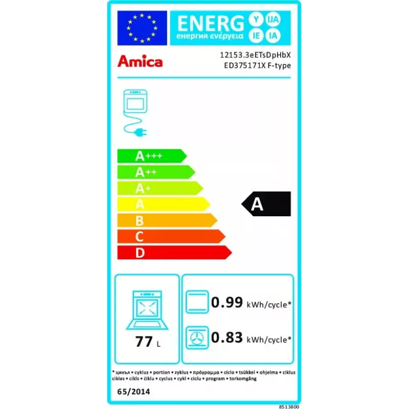 Amica ED375171X F-TYPE Backofen, Elektrobackofen