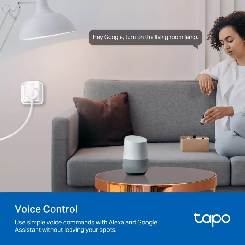 TP-Link Tapo Mini Smart Wi-Fi Steckdose, Energieüberwachung, Innenbereich, Weiß, Zuhause, Büro, Status, Android, iOS, Kabellos