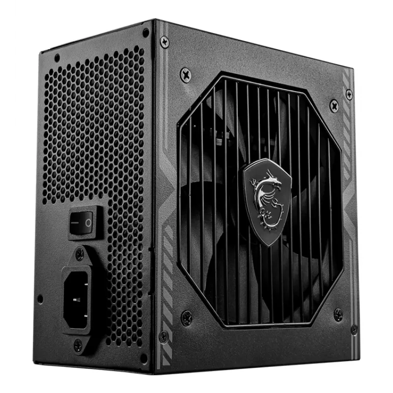 MSI MAG A550BN UK Netzteil '550W, 80 Plus Bronze zertifiziert, 12V Single-Rail, DC-DC-Schaltung, 120mm Lüfter, nicht-modular, ummantelte Kabel, ATX-Netzteil, UK-Netzkabel, Schwarz'