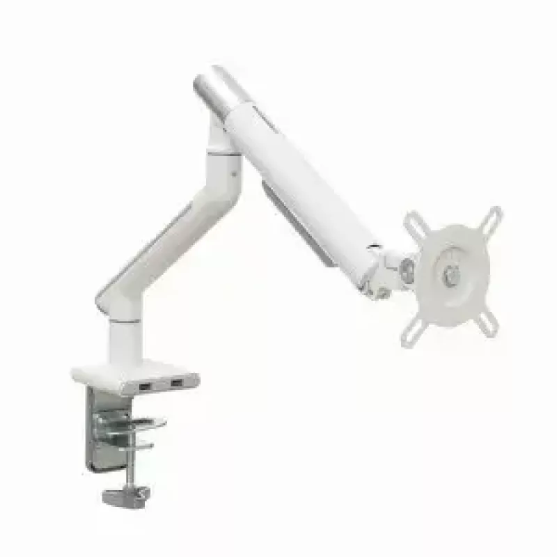 Monitor-Tischhalterung ART RAMM L-19GD für 17–32 Zoll Monitore, gasunterstützt, 2–9 kg, 2x USB 3.0, weiß, Klemme