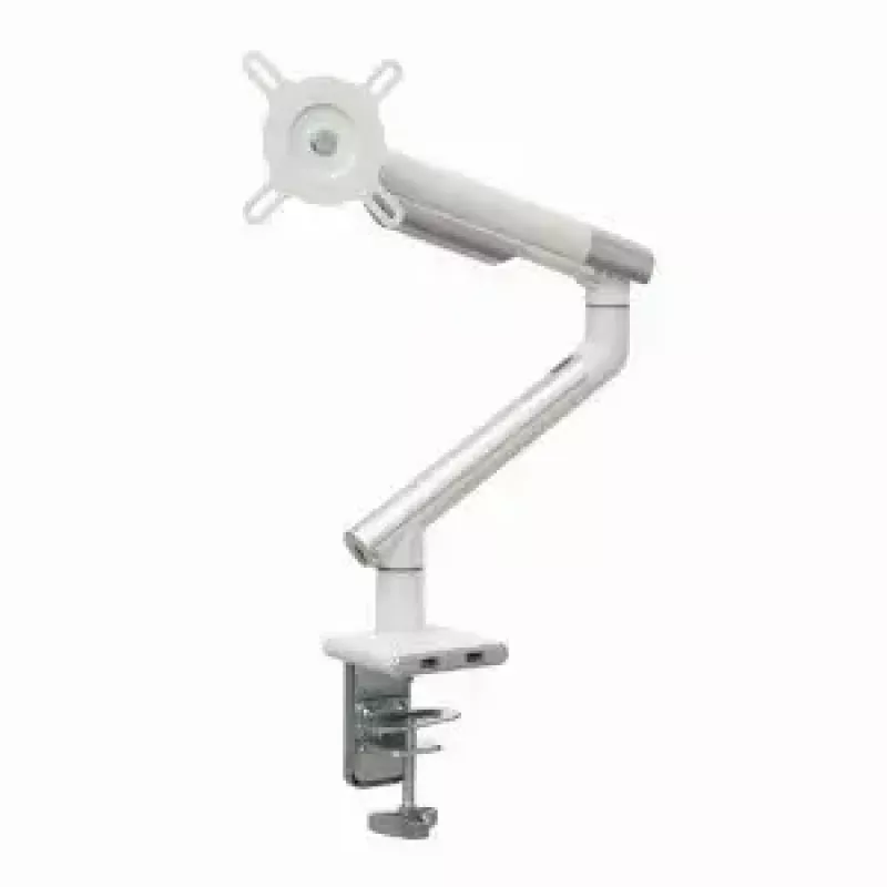 Monitor-Tischhalterung ART RAMM L-19GD für 17–32 Zoll Monitore, gasunterstützt, 2–9 kg, 2x USB 3.0, weiß, Klemme