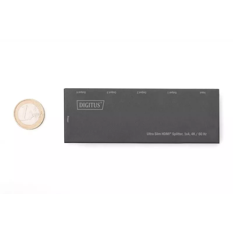 DIGITUS Ultra Slim HDMI Splitter, 1x4, 4K/60Hz HDR, HDCP 2.2, 18 Gbps, Micro USB powered