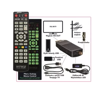 DVB-T/DVB-T2-Receiver WIWA H.265 MINI — H.265 HD Digitaler Terrestrischer Tuner, Full HD, HDMI, USB, 5V/1,5A