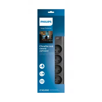 Philips SPN7080BA/60 Überspannungsschutz Schwarz 8 AC-Ausgänge 2 m