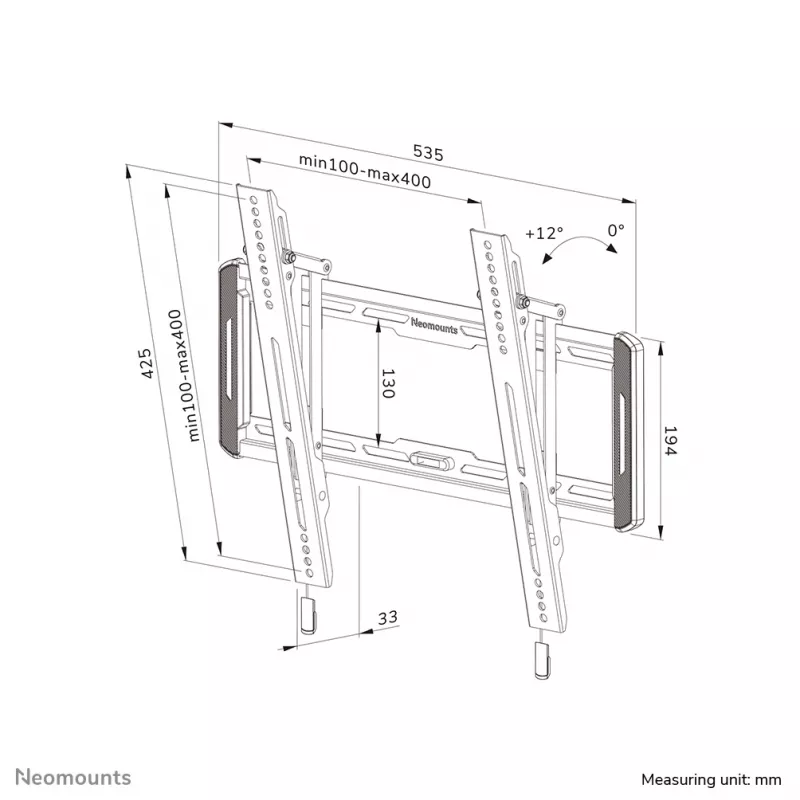 Neomounts WL35-550BL14 TV-Wandhalterung 40-75 Zoll - neigbar - einfache Installation