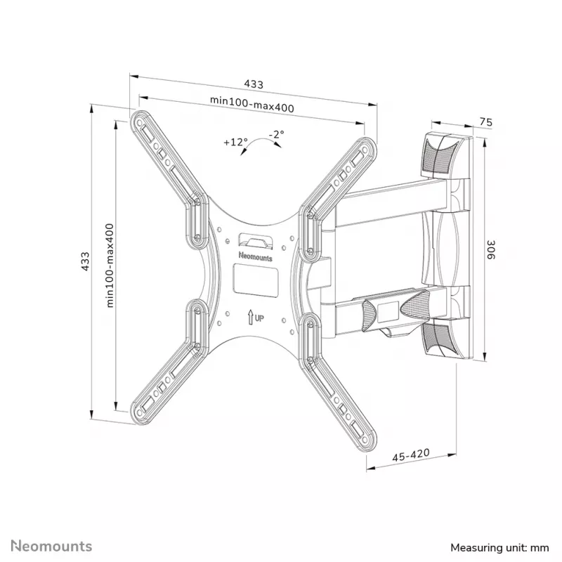 Neomounts WL40-550BL14 TV-Wandhalterung 40-55 Zoll - vollbeweglich - einfache Montage