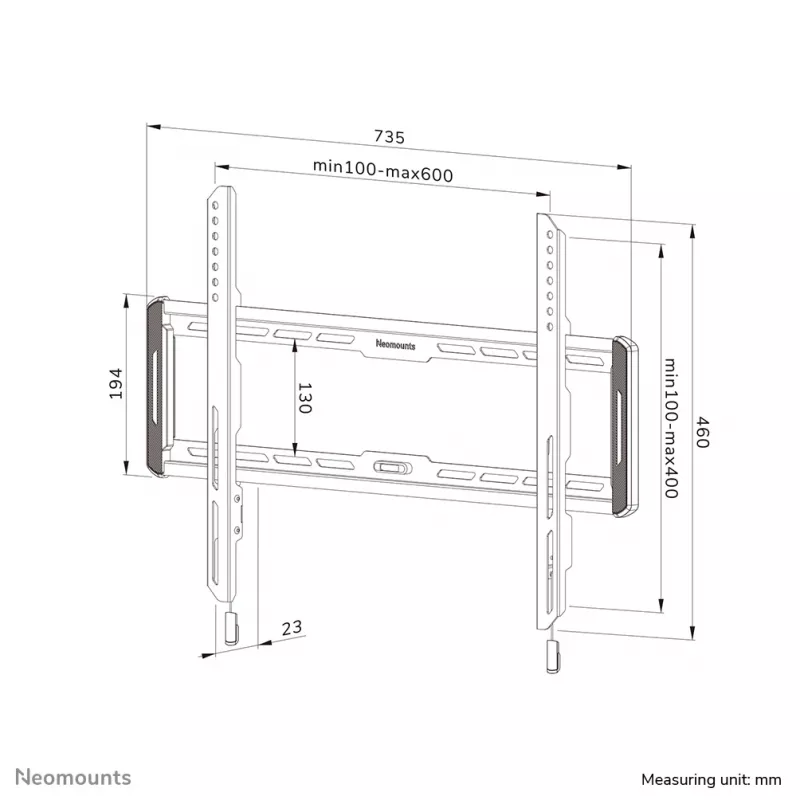 TV-Wandhalterung Neomounts WL30-550BL16 max. 60 kg 42–86 Zoll VESA 100x100-600x400