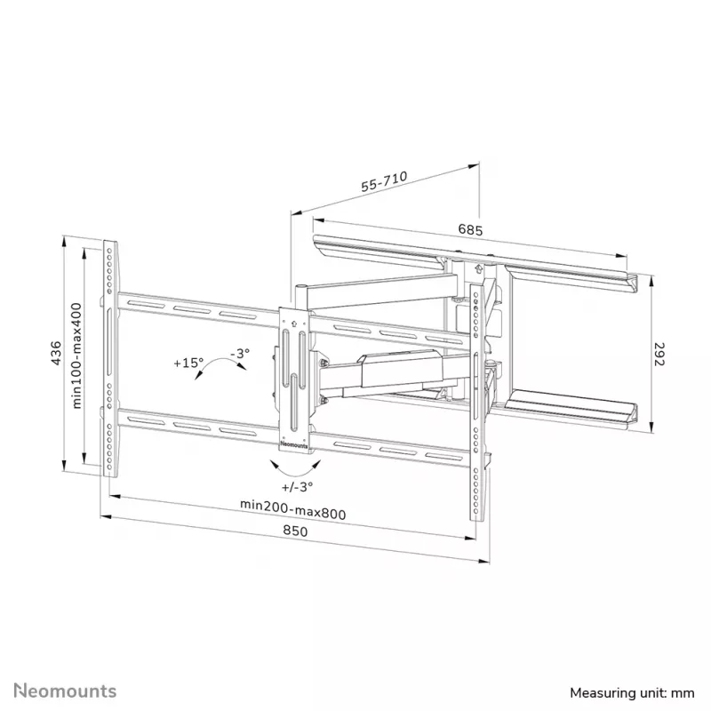 Neomounts WL40-550BL18 TV-Wandhalterung 43-75 Zoll - voll beweglich - einfache Montage