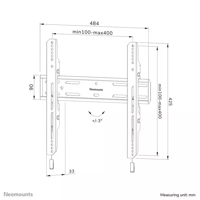 Neomounts WL30S-850BL14 TV-Wandhalterung 40-75 Zoll - fest - abschließbar - schnelle Installation