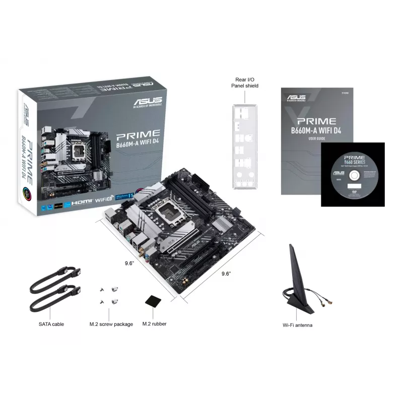 Motherboard ASUS PRIME B660M-A WIFI D4 — Intel B660, LGA 1700, micro ATX, DDR4, 4 DIMM, Wi‑Fi 6, 2x M.2