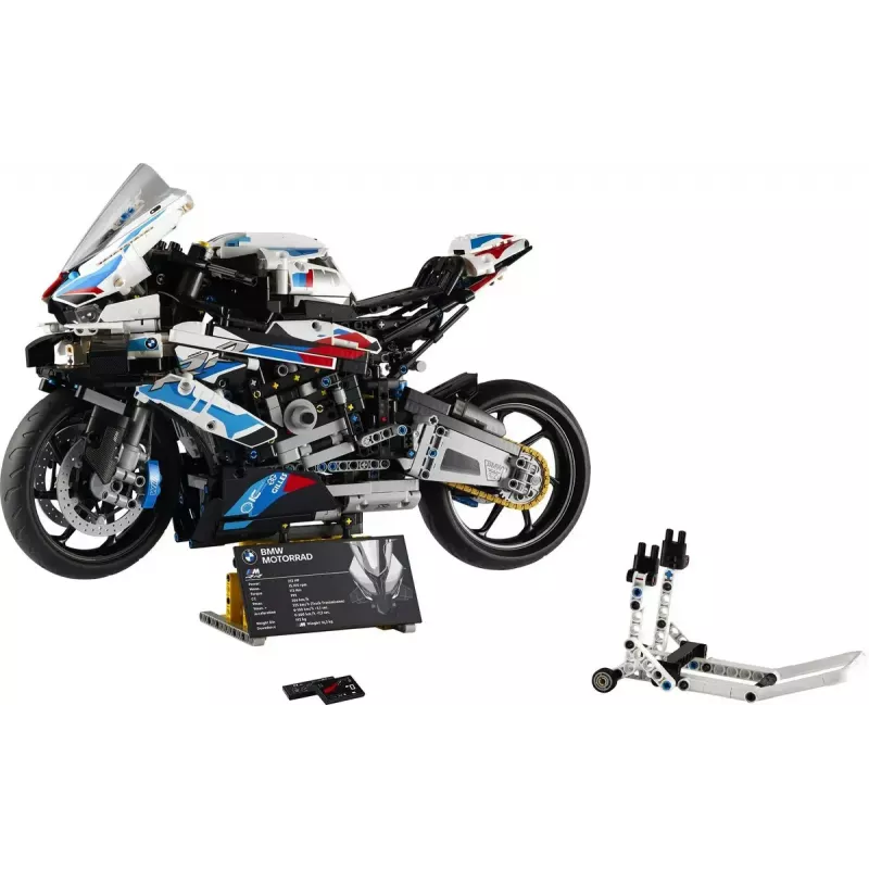 LEGO Technic Motorradmodell BMW M1000RR 42130 mit detailliertem Motor und funktionierender Federung
