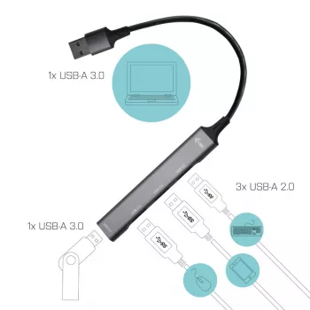 i-tec Metall USB 3.0 HUB 1x USB 3.0 + 3x USB 2.0