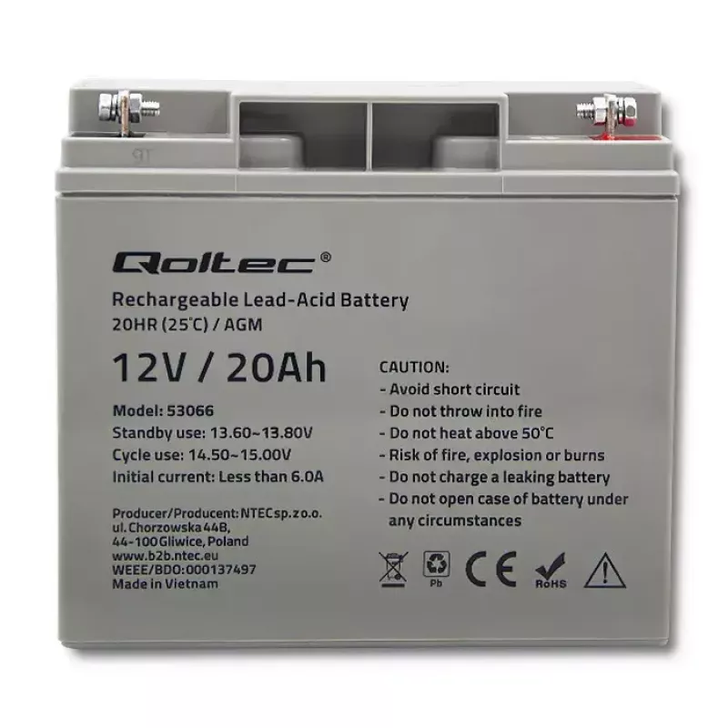 Qoltec 53066 USV-Batterie Blei-Säure-Vlies 12 V 20 Ah