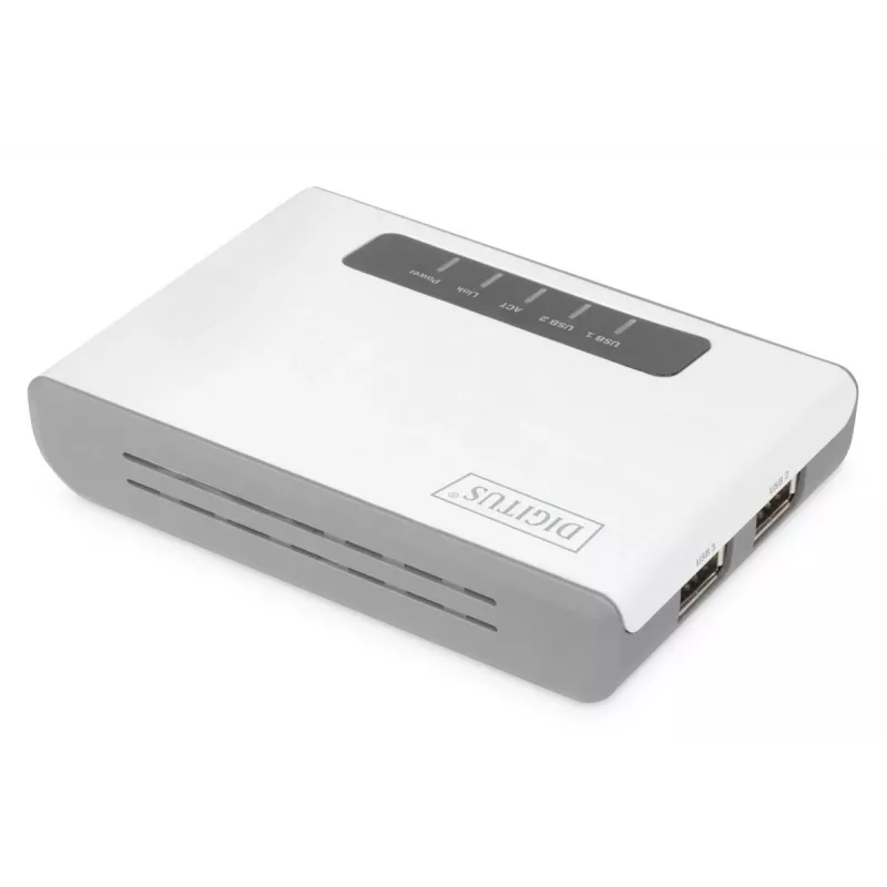 DIGITUS 2-Port USB 2.0 WLAN-Netzwerkserver NAS USB-Hub Druckserver