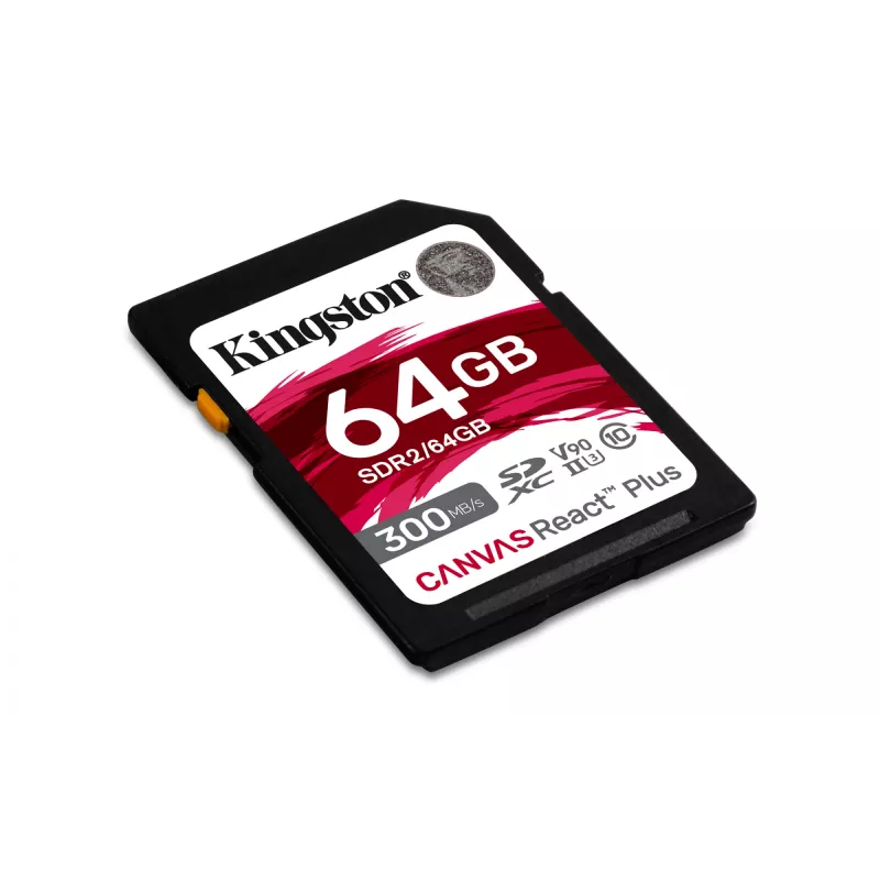 Kingston Technology 64GB Canvas React Plus SDXC UHS-II 300R/260W U3 V90 für Full HD/4K/8K