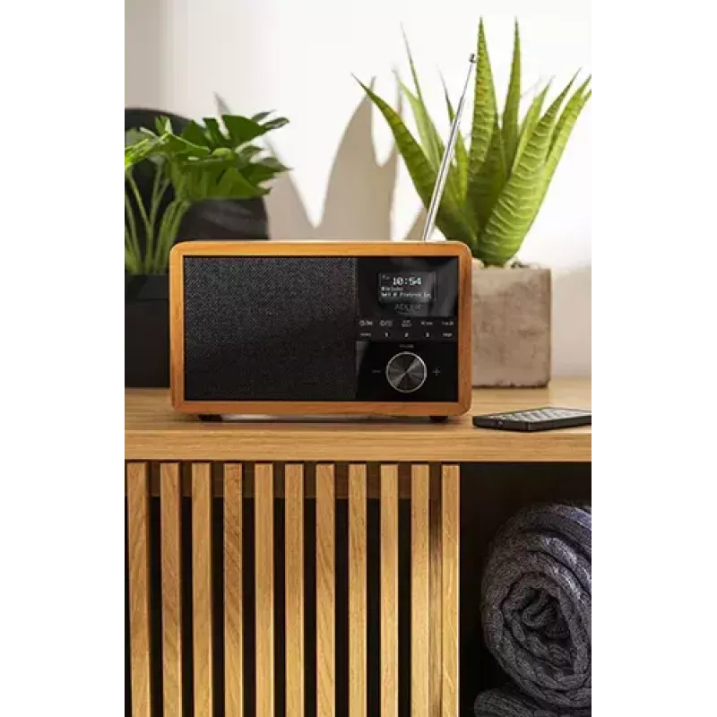 Tragbares Radio Adler AD 1184 mit DAB+/FM/AM Digitaltuner, Bluetooth 5.0, 15W, SD/USB, Wecker, Schwarz/Holz