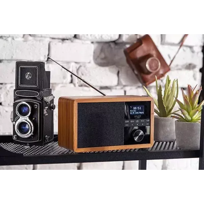 Tragbares Radio Adler AD 1184 mit DAB+/FM/AM Digitaltuner, Bluetooth 5.0, 15W, SD/USB, Wecker, Schwarz/Holz
