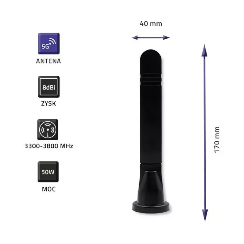 Omnidirektionale 5G-LTE-Antenne QOLTEC 57033 Dualband 8 dBi für den Innenbereich