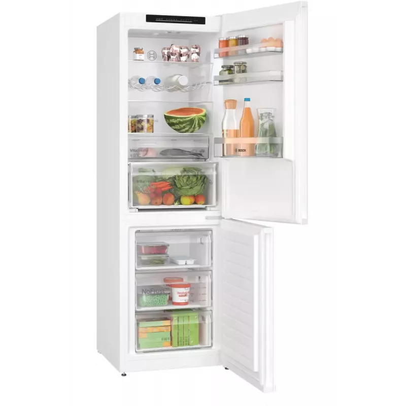 Kühl-Gefrierkombination Bosch Serie 4 KGN362WDF — freistehend, 321 L (218 L Kühlteil / 103 L Gefrierteil), Gefrierteil unten, NoFrost, weiß