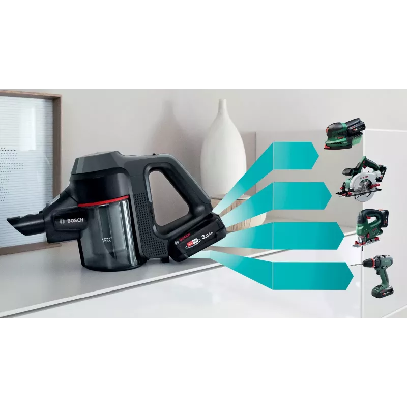 Bosch BBS712A Akku-Staubsauger/Elektrobesen 2-in-1 Stabstaubsauger Akku Trocken Hygiene Filter Beutellos 0,3 L Graphit