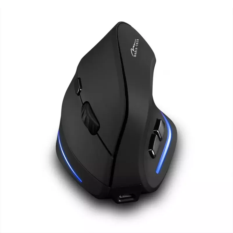 Kabellose vertikale Maus MEDIA-TECH MT1123, schwarz, 2400 DPI, 5 Tasten, RF-USB-Empfänger