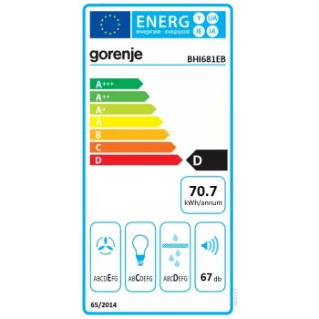 Einbau-Dunstabzugshaube Gorenje BHI681EB — 534 mm Breite, 370 m³/h, Aluminium-Fettfilter, 67 dB, schwarz