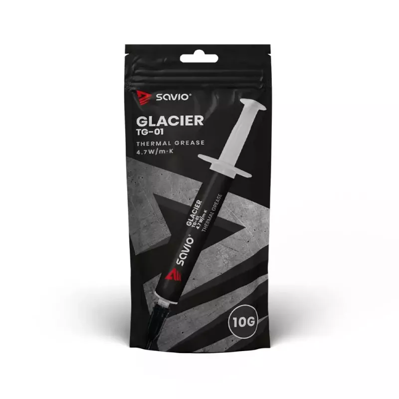 Wärmeleitpaste SAVIO TG-01, 4,7 W/m·K, 10 g, Dichte 2,5 g/cm³, Betrieb −50–250 °C