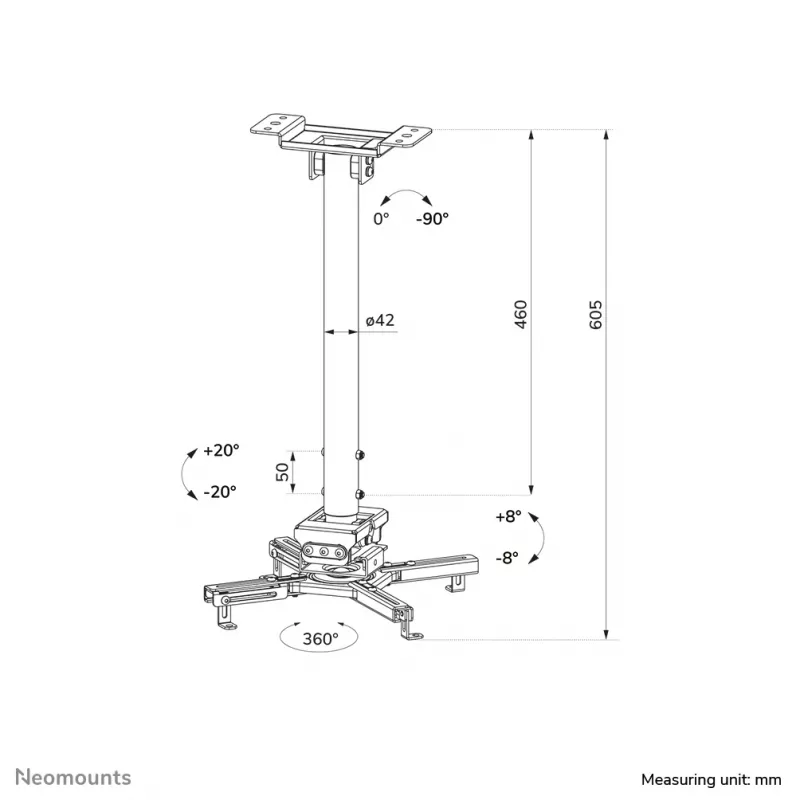 Deckenhalterung Neomounts CL25-540BL1 schwarz 35 kg