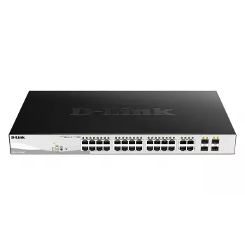 Verwaltbarer L2 Gigabit PoE Switch D-Link DGS-1210-24P — 24x 10/100/1000 RJ-45, IEEE 802.3af/at, 56 Gbit/s, Rack-Montage, schwarz