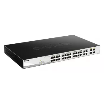 Verwaltbarer L2 Gigabit PoE Switch D-Link DGS-1210-24P — 24x 10/100/1000 RJ-45, IEEE 802.3af/at, 56 Gbit/s, Rack-Montage, schwarz