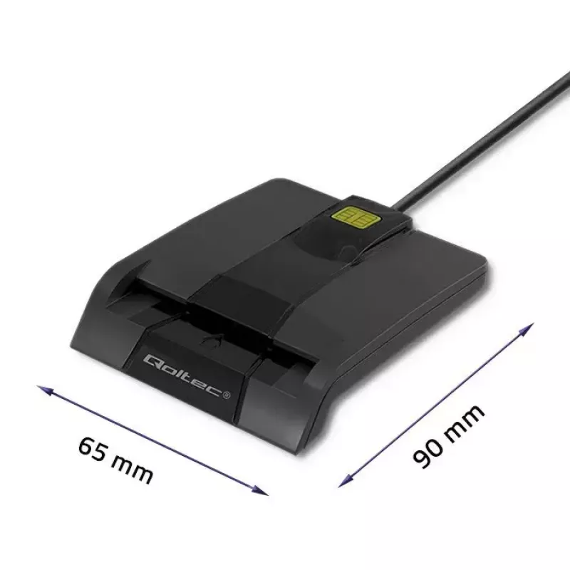 Kartenleser QOLTEC 50634 USB Type-C, ABS-Gehäuse, 90×69 mm, 1,0 m Kabel, schwarz