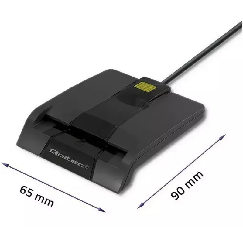 Kartenleser QOLTEC 50634 USB Type-C, ABS-Gehäuse, 90×69 mm, 1,0 m Kabel, schwarz
