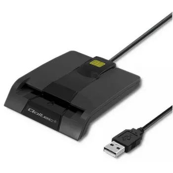 Kartenleser QOLTEC 50634 USB Type-C, ABS-Gehäuse, 90×69 mm, 1,0 m Kabel, schwarz