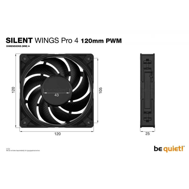 be quiet! SILENT WINGS PRO 4 | 120mm PWM Gehäuselüfter 12 cm Schwarz 1 Stück