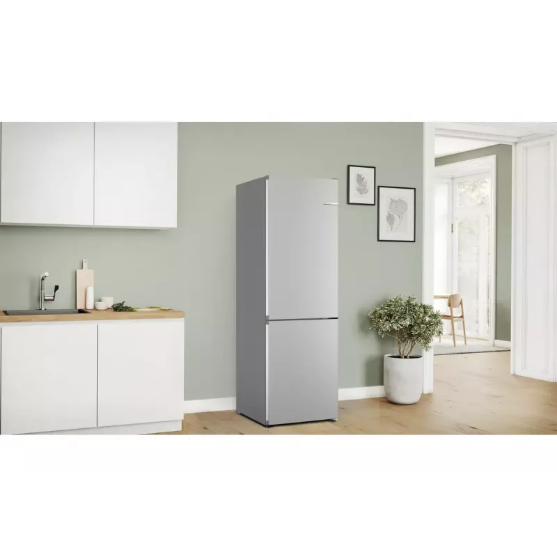Kühl-Gefrierkombination Bosch Serie 4 KGN362IDF, freistehend, 321 L Gesamt (218 L Kühlschrank / 103 L Gefrierschrank), Edelstahl, Gefrierteil unten