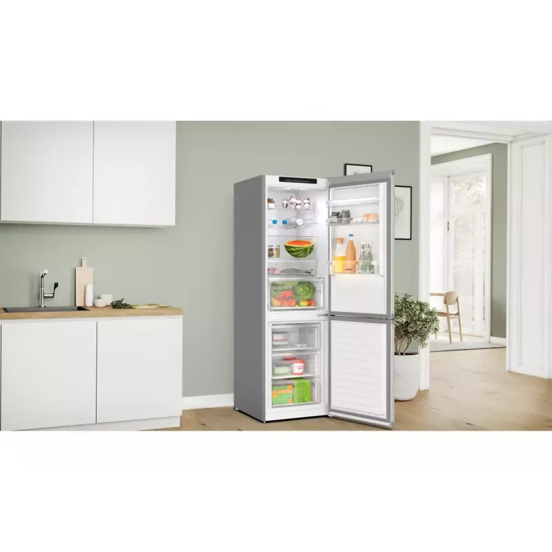Kühl-Gefrierkombination Bosch Serie 4 KGN362IDF, freistehend, 321 L Gesamt (218 L Kühlschrank / 103 L Gefrierschrank), Edelstahl, Gefrierteil unten