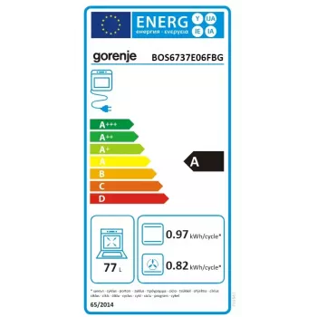 Einbau-Backofen Gorenje BOS6737E06FBG — 77 L multifunktional, EcoClean, Dampf, Umluft, mechanische Steuerung, 59,5×59,5 cm, schwarz