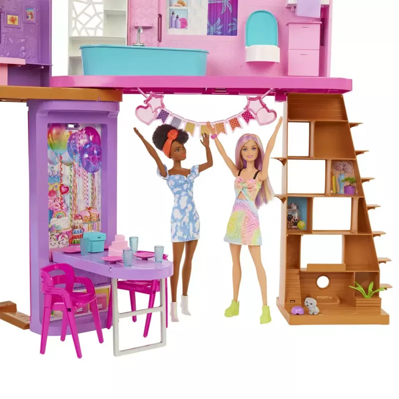 Barbie Ferienhaus Spielset mit über 30 Teilen, Spielzeug für Kinder ab 3 Jahren