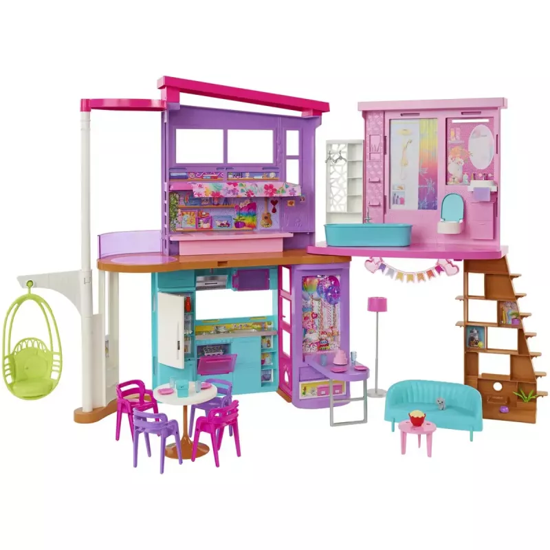 Barbie Ferienhaus Spielset mit über 30 Teilen, Spielzeug für Kinder ab 3 Jahren