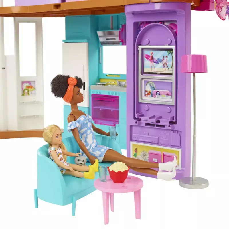 Barbie Ferienhaus Spielset mit über 30 Teilen, Spielzeug für Kinder ab 3 Jahren