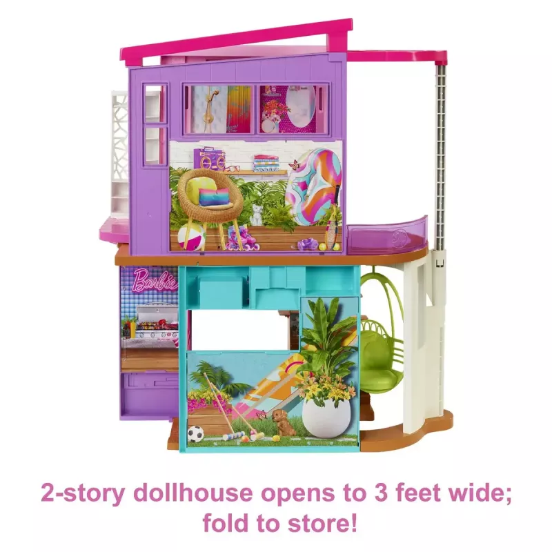 Barbie Ferienhaus Spielset mit über 30 Teilen, Spielzeug für Kinder ab 3 Jahren