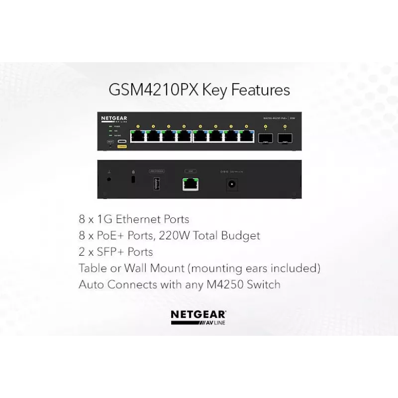 Managed Switch NETGEAR GSM4210PD-100EUS 8x1G PoE+ 110W 1xSFP