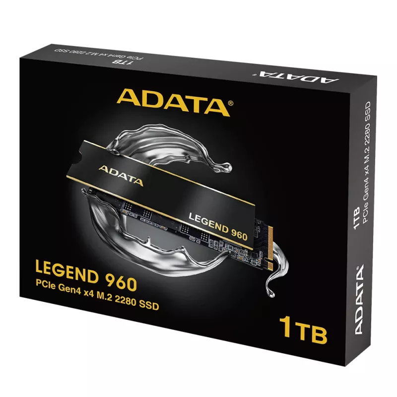 SSD M.2 1 TB ADATA LEGEND 960 PCIe 4.0 NVMe, 7400/6000 MB/s, 3D NAND, SMI SM2264, HW-Verschlüsselung, Kühlkörper