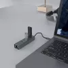 USB-C Hub SAVIO AK-57 mit 3× USB-A, RJ-45 Gigabit Ethernet (5000 Mbit/s), Aluminium grau