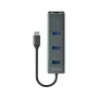 USB-C Hub SAVIO AK-57 mit 3× USB-A, RJ-45 Gigabit Ethernet (5000 Mbit/s), Aluminium grau