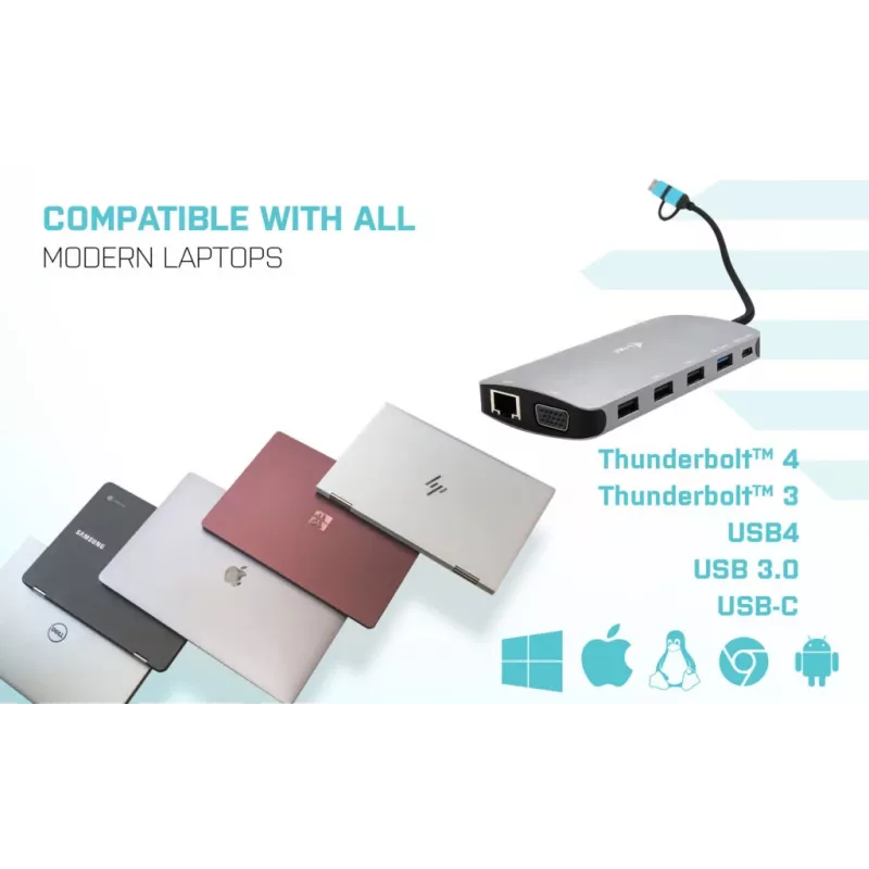 i-tec USB 3.0 USB-C/Thunderbolt 3x Display Metal Nano Dock mit LAN + Power Delivery 100 W