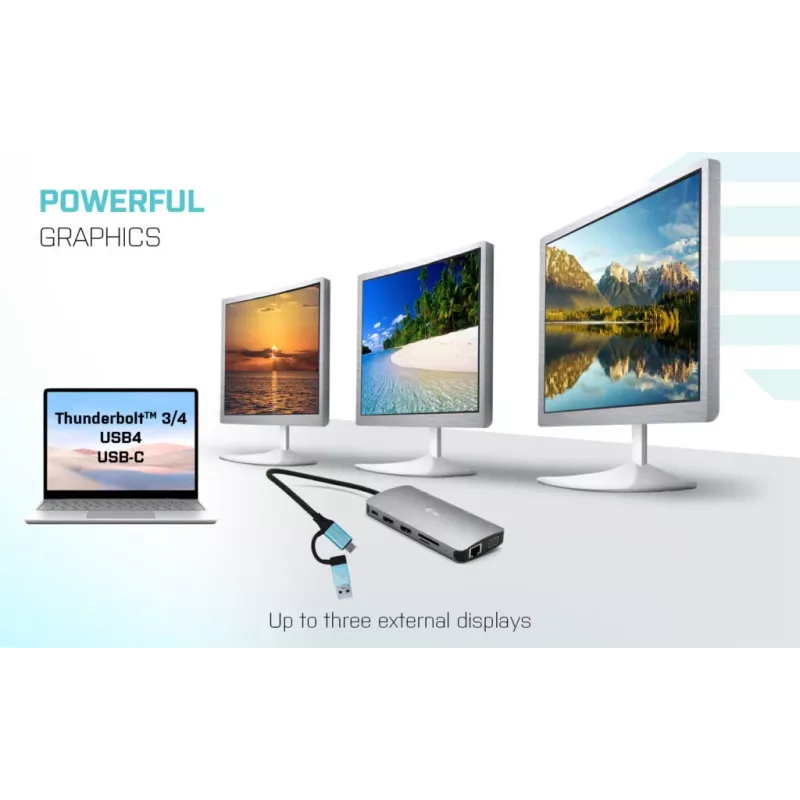 i-tec USB 3.0 USB-C/Thunderbolt 3x Display Metal Nano Dock mit LAN + Power Delivery 100 W