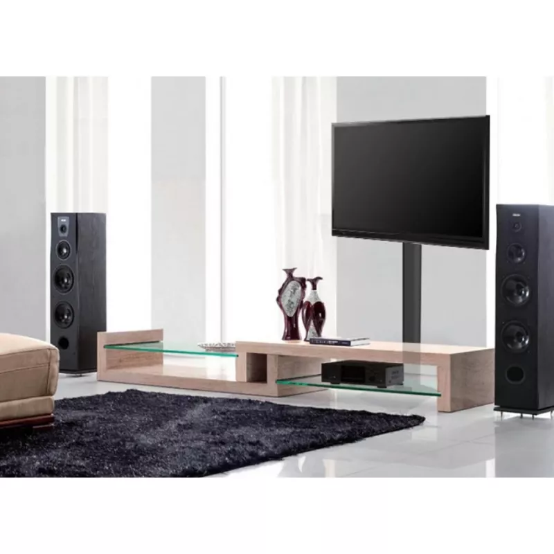 Boden-TV-Ständer TECHLY ICA-TR27 für 32–55 Zoll (81,3–139,7 cm), VESA 100x100–600x400, Neigung -15–0°, max. Belastung 40 kg, schwarz